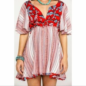 Free People Red and Blue Mini Dress